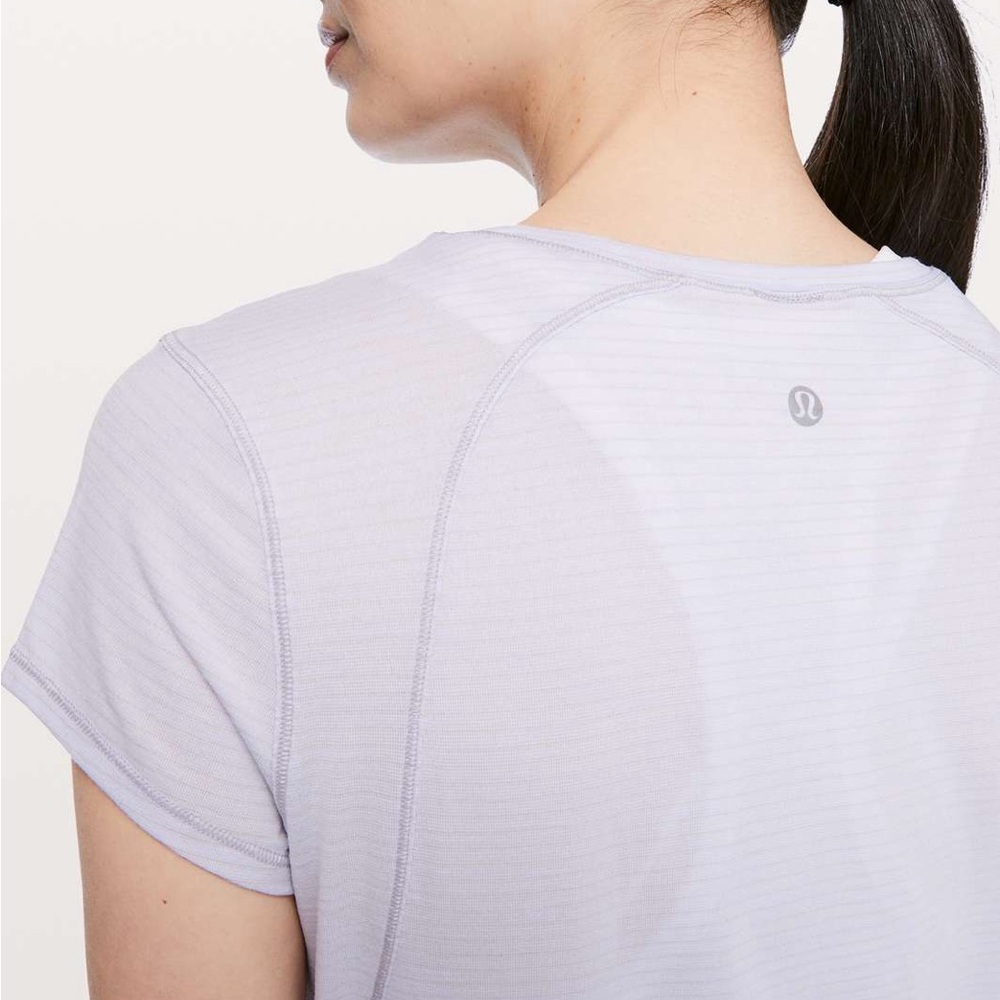 Lululemon Another Mile Short Sleeve Heathered Sheer Lilac Workout Top - Picture 3 of 12